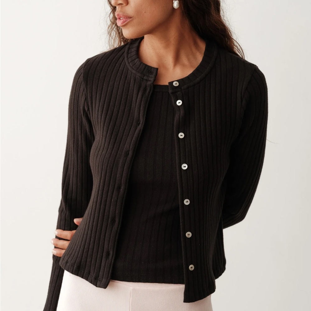 DONNI. Sweater Rib Cardi XS espresso